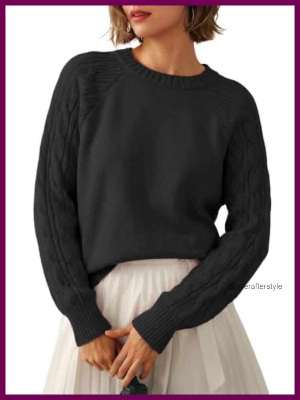 Cozy Cable Knit Pullover Sweater for Women - Warm Winter Fall Outfit